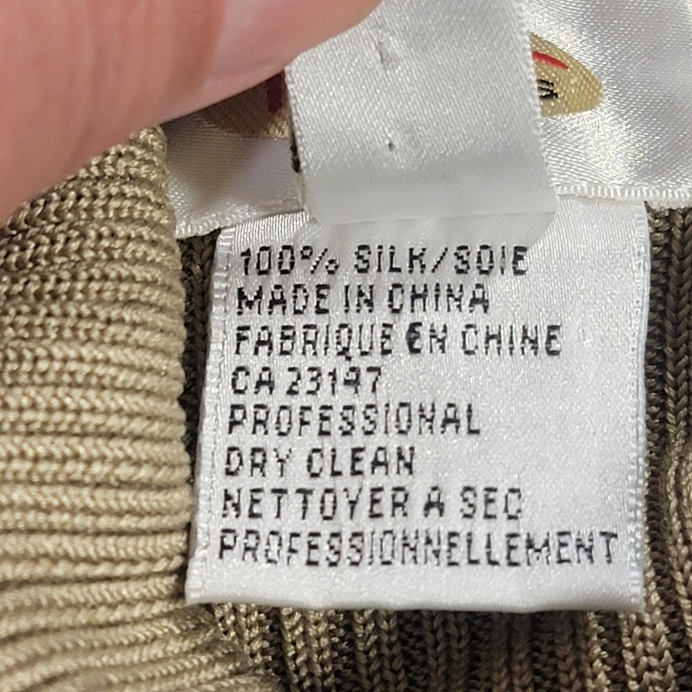 Talbots 100% Silk Ribbed Turtleneck Sweater Beige Long Sleeve Women's L Classic - Picture 6 of 10